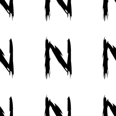 Beyaz arkaplanda siyah alfabe harfleri. Kusursuz soyut vektör geometrik desen. Hediye ambalaj kağıdı, çarşaf ve iç döşeme için mükemmel. Okul ve öğrenme teması.