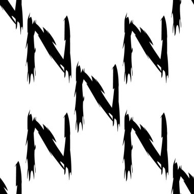 Beyaz arkaplanda siyah alfabe harfleri. Kusursuz soyut vektör geometrik desen. Hediye ambalaj kağıdı, çarşaf ve iç döşeme için mükemmel. Okul ve öğrenme teması.