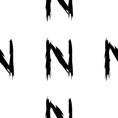 Beyaz arkaplanda siyah alfabe harfleri. Kusursuz soyut vektör geometrik desen. Hediye ambalaj kağıdı, çarşaf ve iç döşeme için mükemmel. Okul ve öğrenme teması.