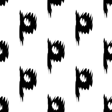 Beyaz arkaplanda siyah alfabe harfleri. Kusursuz soyut vektör geometrik desen. Hediye ambalaj kağıdı, çarşaf ve iç döşeme için mükemmel. Okul ve öğrenme teması.