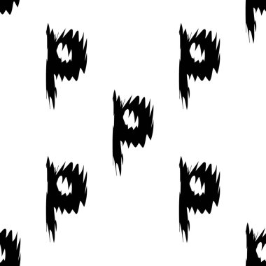 Beyaz arkaplanda siyah alfabe harfleri. Kusursuz soyut vektör geometrik desen. Hediye ambalaj kağıdı, çarşaf ve iç döşeme için mükemmel. Okul ve öğrenme teması.