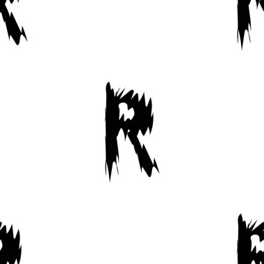 Beyaz arkaplanda siyah alfabe harfleri. Kusursuz soyut vektör geometrik desen. Hediye ambalaj kağıdı, çarşaf ve iç döşeme için mükemmel. Okul ve öğrenme teması.