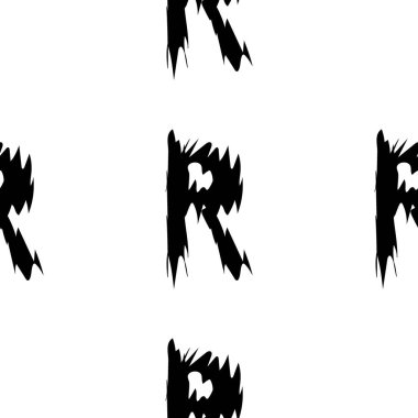 Beyaz arkaplanda siyah alfabe harfleri. Kusursuz soyut vektör geometrik desen. Hediye ambalaj kağıdı, çarşaf ve iç döşeme için mükemmel. Okul ve öğrenme teması.
