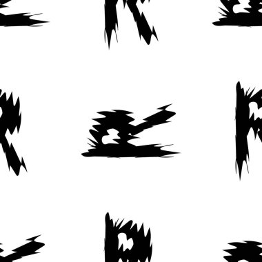 Beyaz arkaplanda siyah alfabe harfleri. Kusursuz soyut vektör geometrik desen. Hediye ambalaj kağıdı, çarşaf ve iç döşeme için mükemmel. Okul ve öğrenme teması.