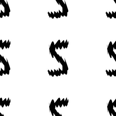 Beyaz arkaplanda siyah alfabe harfleri. Kusursuz soyut vektör geometrik desen. Hediye ambalaj kağıdı, çarşaf ve iç döşeme için mükemmel. Okul ve öğrenme teması.