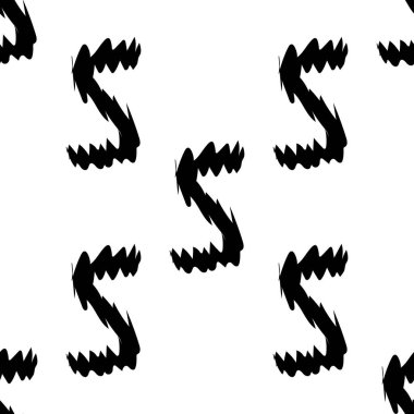 Beyaz arkaplanda siyah alfabe harfleri. Kusursuz soyut vektör geometrik desen. Hediye ambalaj kağıdı, çarşaf ve iç döşeme için mükemmel. Okul ve öğrenme teması.