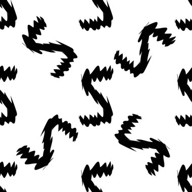 Beyaz arkaplanda siyah alfabe harfleri. Kusursuz soyut vektör geometrik desen. Hediye ambalaj kağıdı, çarşaf ve iç döşeme için mükemmel. Okul ve öğrenme teması.