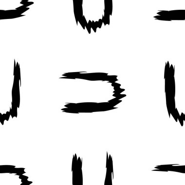 Beyaz arkaplanda siyah alfabe harfleri. Kusursuz soyut vektör geometrik desen. Hediye ambalaj kağıdı, çarşaf ve iç döşeme için mükemmel. Okul ve öğrenme teması.