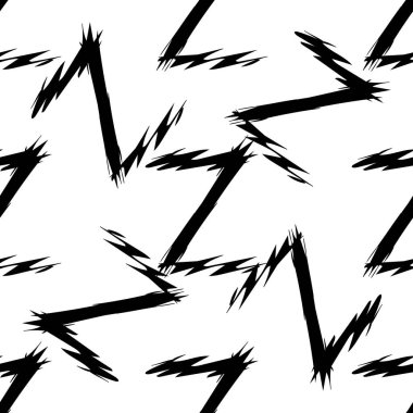 Kara alfabe harfleri. Zig Zag geçmişi. Kusursuz soyut vektör geometrik desen. Hediye ambalaj kağıdı, çarşaf ve iç döşeme için mükemmel. Okul ve öğrenme teması.