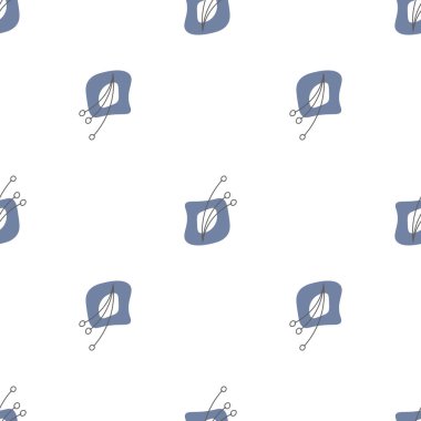 Yaprakları ve soyut şekilleri olan kusursuz bir desen. Soyut Minimalist Sanat. Tatlı çocuk yuvası arka planı tekrarlıyor. Tekstil ya da kağıda yazdırmak için boho biçimi tasarla.