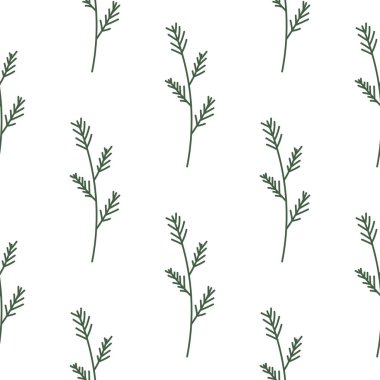 Yaprakları ve soyut şekilleri olan kusursuz bir desen. Soyut Minimalist Sanat. Tatlı çocuk yuvası arka planı tekrarlıyor. Tekstil ya da kağıda yazdırmak için boho biçimi tasarla.