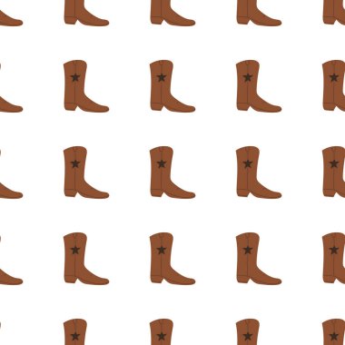 Süssüz desenli kovboy çizmeleri. Vahşi batı teması. Beyaz arkaplanda elle çizilmiş moda vektör çizimi