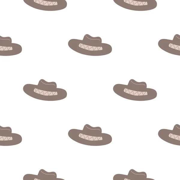 Cowboy Hat Seamless Pattern Headdress Light Background Wild West Theme — ストックベクタ