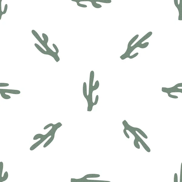 Cactos Desenhados Mão Bonito Padrão Sem Costura Símbolo Mexicano Tema — Vetor de Stock