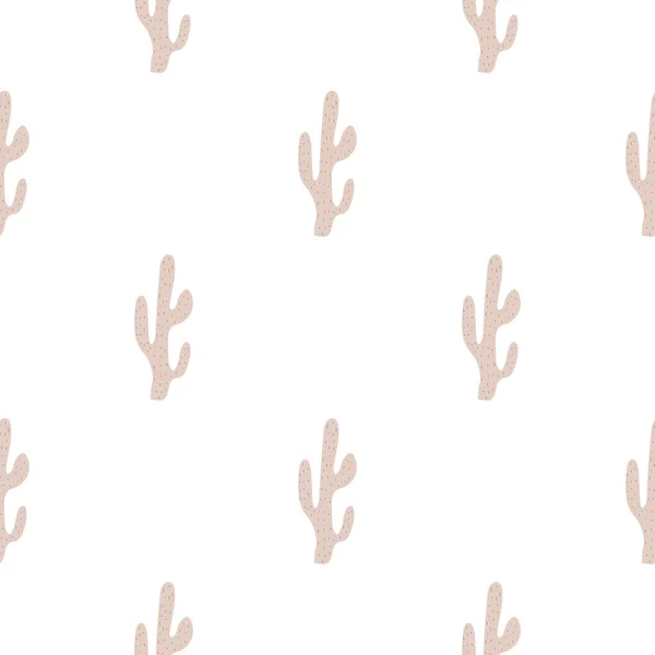 かわいい手描きのサボテンのシームレスなパターン メキシコのシンボル 野生の西のテーマ 手描きカラーベクトル Print — ストックベクタ
