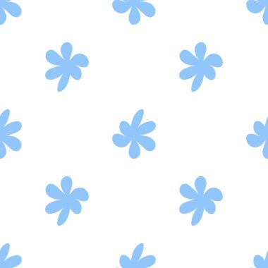 Çiçekli, dikişsiz vektör deseni. Bahar bitkisi. Basit bir el çizimi çocuk tarzı. Kumaş, tekstil ve duvar kâğıdı için oldukça kalitesiz. Beyaz arkaplanda dijital kağıt