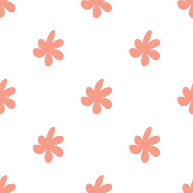 Çiçekli, dikişsiz vektör deseni. Bahar bitkisi. Basit bir el çizimi çocuk tarzı. Kumaş, tekstil ve duvar kâğıdı için oldukça kalitesiz. Beyaz arkaplanda dijital kağıt