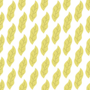Yapraklar pürüzsüz desen. Vektör el çizimi botanik çizim. Kumaş, tekstil ve duvar kağıdı için oldukça skandal tarzı. Beyaz arkaplanda dijital kağıt