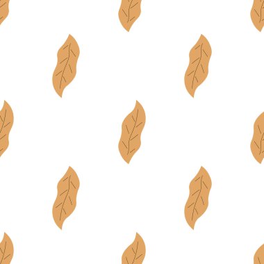 Yapraklar pürüzsüz desen. Vektör el çizimi botanik çizim. Kumaş, tekstil ve duvar kağıdı için oldukça skandal tarzı. Beyaz arkaplanda dijital kağıt