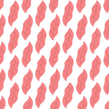 Yapraklar pürüzsüz desen. Vektör el çizimi botanik çizim. Kumaş, tekstil ve duvar kağıdı için oldukça skandal tarzı. Beyaz arkaplanda dijital kağıt