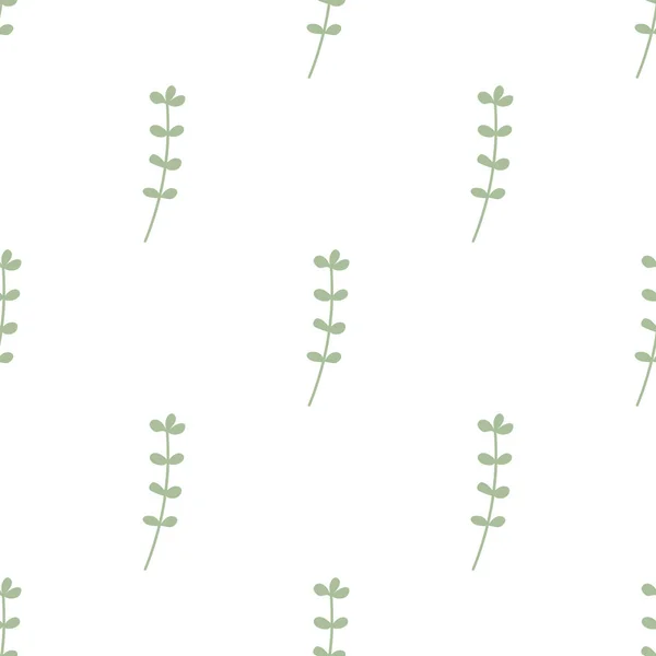 Green Leafs Seamless Pattern Vector Hand Drawn Botanical Illustration Pretty — ストックベクタ