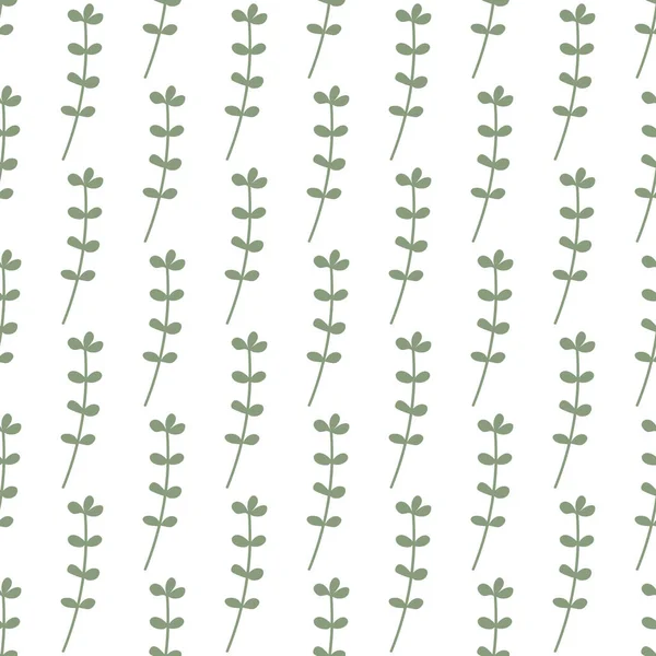 Зеленые Листья Бесшовные Векторная Рукописная Ботаническая Иллюстрация Довольно Скандальный Стиль — стоковый вектор