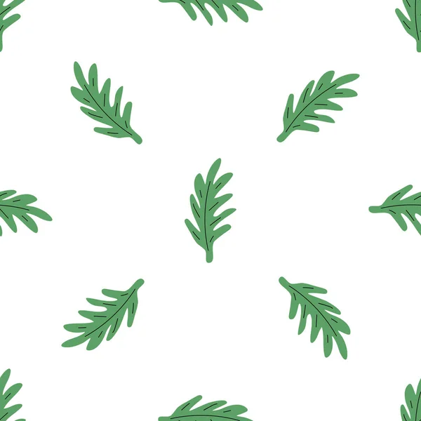 Zielone Liście Bezszwowy Wzór Wektor Ręcznie Rysowane Ilustracji Botanicznej Dość — Wektor stockowy