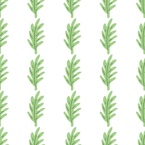 Green Leafs Seamless Pattern Vector Hand Drawn Botanical Illustration Pretty — ストックベクタ
