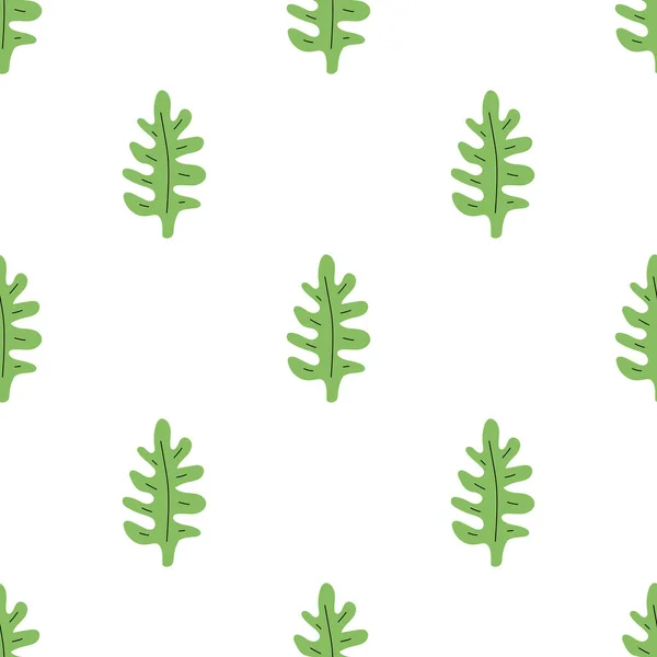 Зеленые Листья Бесшовные Векторная Рукописная Ботаническая Иллюстрация Довольно Скандальный Стиль — стоковый вектор