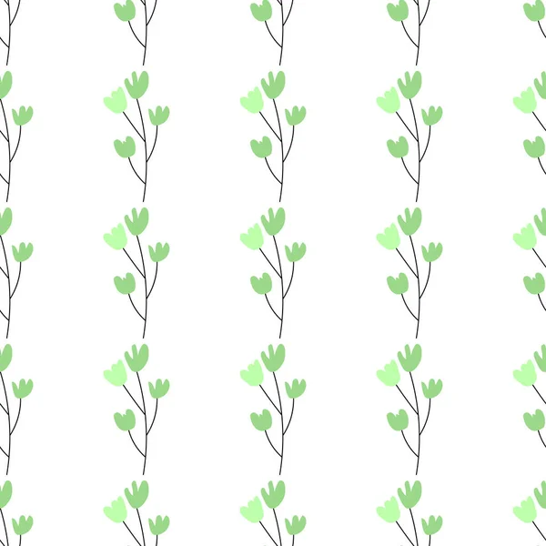 Květinový Hladký Vektorový Vzor Květinami Jarní Flóra Jednoduchý Ručně Kreslený — Stockový vektor