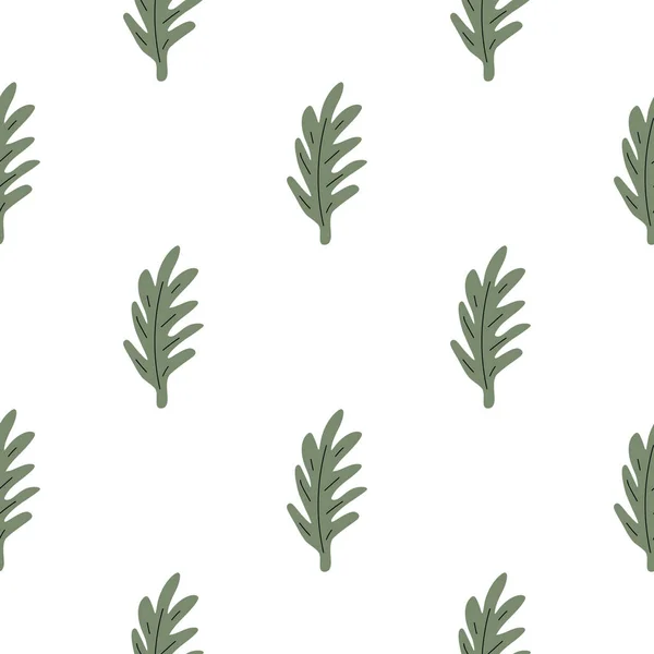 Folhas Verdes Padrão Sem Costura Ilustração Botânica Desenhada Mão Vetorial — Vetor de Stock