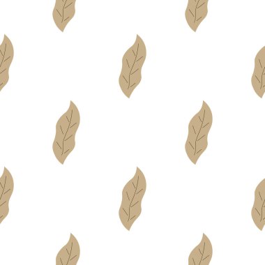 Yapraklar pürüzsüz desen. Vektör el çizimi botanik çizim. Kumaş, tekstil ve duvar kağıdı için oldukça skandal tarzı. Beyaz arkaplanda dijital kağıt