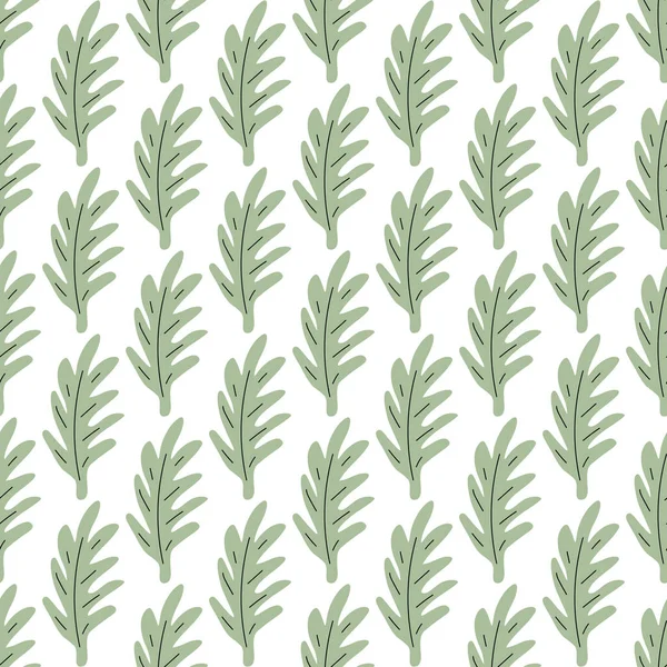 Folhas Verdes Padrão Sem Costura Ilustração Botânica Desenhada Mão Vetorial — Vetor de Stock