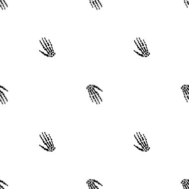 Çeşitli pozlarda siyah iskeletler. Cadılar Bayramı tasarımı. Sonbahar, tatil, kumaş ve tekstil için mükemmel. Kusursuz tekrarlama kumaşı.