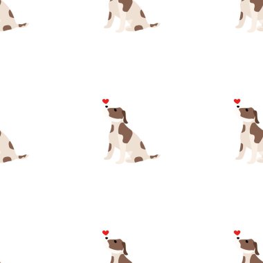 Sevimli köpekler Jack Russell Terrier. Bel hayvanları. Vektör el kusursuz desen çizdi. Bebek için mükemmel, çocuk kıyafetleri, parmak izi tasarımı, tekstil. Beyaz arkaplan.