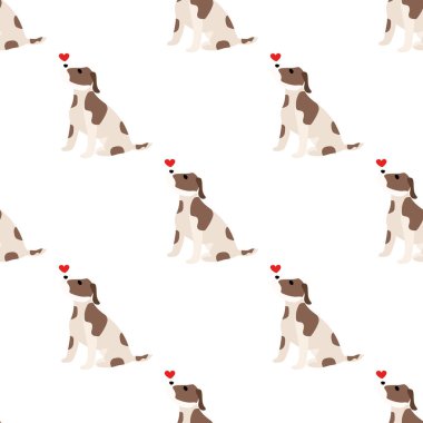 Sevimli köpekler Jack Russell Terrier. Bel hayvanları. Vektör el kusursuz desen çizdi. Bebek için mükemmel, çocuk kıyafetleri, parmak izi tasarımı, tekstil. Beyaz arkaplan.