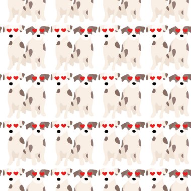 Sevimli köpekler Jack Russell Terrier. Bel hayvanları. Vektör el kusursuz desen çizdi. Bebek için mükemmel, çocuk kıyafetleri, parmak izi tasarımı, tekstil. Beyaz arkaplan.