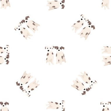 Sevimli köpekler Jack Russell Terrier. Bel hayvanları. Vektör el kusursuz desen çizdi. Bebek için mükemmel, çocuk kıyafetleri, parmak izi tasarımı, tekstil. Beyaz arkaplan.