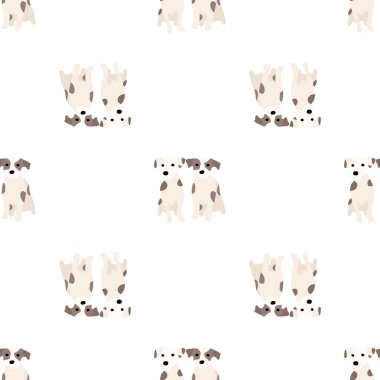 Sevimli köpekler Jack Russell Terrier. Bel hayvanları. Vektör el kusursuz desen çizdi. Bebek için mükemmel, çocuk kıyafetleri, parmak izi tasarımı, tekstil. Beyaz arkaplan.