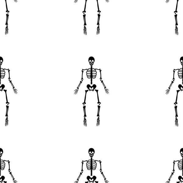 Черные Скелеты Различных Позах Рисунка Дизайн Хэллоуина Перфект Осень Праздники — стоковый вектор
