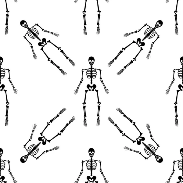 골격은 자세를 가지고 할로윈 디자인 직물에 무자비 — 스톡 벡터