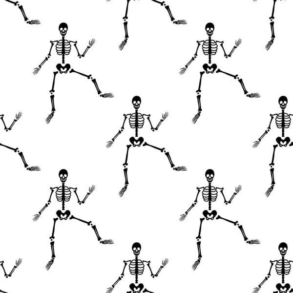 Squelettes Noirs Dans Divers Modèles Poses Design Halloween Parfait Pour — Image vectorielle