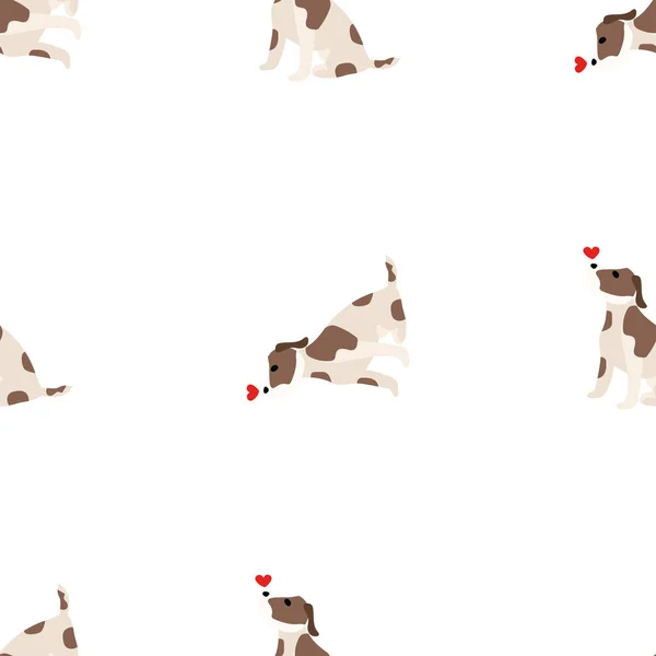 可爱的狗杰克罗素Terrier 范妮动物 矢量手绘无缝图案 完美的婴儿 儿童服装 印刷品设计 纺织品 白人背景 — 图库矢量图片