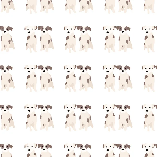 Sevimli köpekler Jack Russell Terrier. Bel hayvanları. Vektör el kusursuz desen çizdi. Bebek için mükemmel, çocuk kıyafetleri, parmak izi tasarımı, tekstil. Beyaz arkaplan.