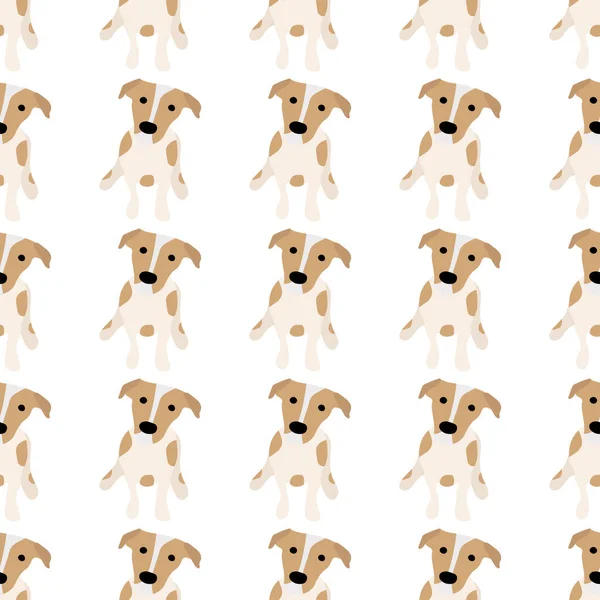 Sevimli köpekler Jack Russell Terrier. Bel hayvanları. Vektör el kusursuz desen çizdi. Bebek için mükemmel, çocuk kıyafetleri, parmak izi tasarımı, tekstil. Beyaz arkaplan.