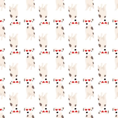 Sevimli köpekler Jack Russell Terrier. Bel hayvanları. Vektör el kusursuz desen çizdi. Bebek için mükemmel, çocuk kıyafetleri, parmak izi tasarımı, tekstil. Beyaz arkaplan.