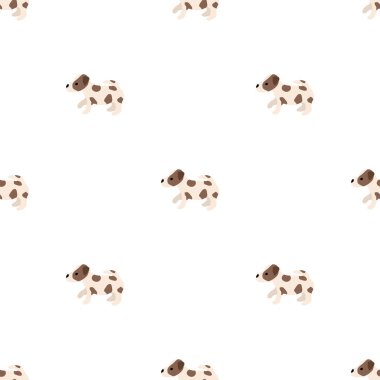 Sevimli köpekler Jack Russell Terrier. Bel hayvanları. Vektör el kusursuz desen çizdi. Bebek için mükemmel, çocuk kıyafetleri, parmak izi tasarımı, tekstil. Beyaz arkaplan.