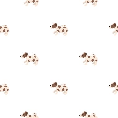 Sevimli köpekler Jack Russell Terrier. Bel hayvanları. Vektör el kusursuz desen çizdi. Bebek için mükemmel, çocuk kıyafetleri, parmak izi tasarımı, tekstil. Beyaz arkaplan.