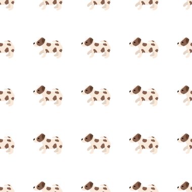 Sevimli köpekler Jack Russell Terrier. Bel hayvanları. Vektör el kusursuz desen çizdi. Bebek için mükemmel, çocuk kıyafetleri, parmak izi tasarımı, tekstil. Beyaz arkaplan.