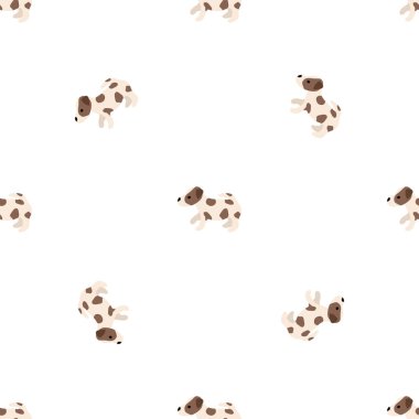 Sevimli köpekler Jack Russell Terrier. Bel hayvanları. Vektör el kusursuz desen çizdi. Bebek için mükemmel, çocuk kıyafetleri, parmak izi tasarımı, tekstil. Beyaz arkaplan.